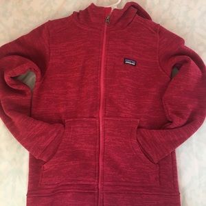 Girls Patagonia dark pink hoodie
